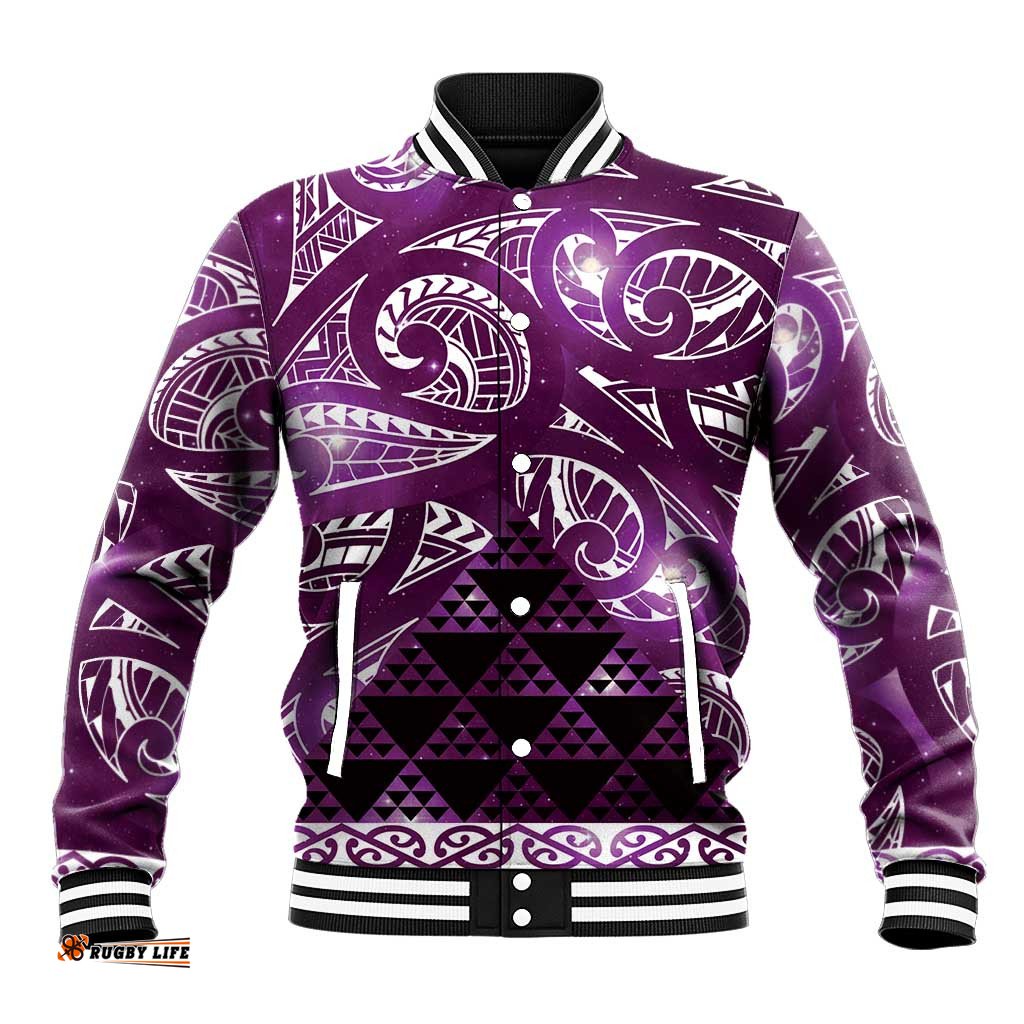 Matariki New Zealand Baseball Jacket NZ Niho Taniwha Maori New Year Purple Galaxy LT14