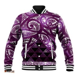 Matariki New Zealand Baseball Jacket NZ Niho Taniwha Maori New Year Purple Galaxy LT14
