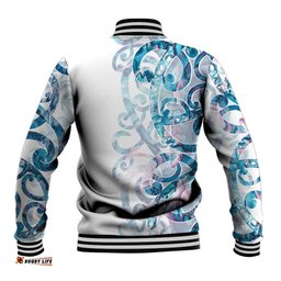 Turquoise Paua Shell Maori Baseball Jacket Koru Kowhaiwhai LT7
