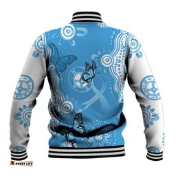 World Diabetes Day Australia Baseball Jacket Blue Ribbon Butterfly Aboriginal Art LT14