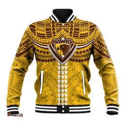 Personalized Hawthorn Hawks Baseball Jacket Polynesian Tribal Pattern Heritage Football TS04