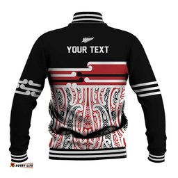 Personalised Toitu Te Tiriti Aotearoa 1840 Baseball Jacket Red Kowhaiwhai Puhoro LT9