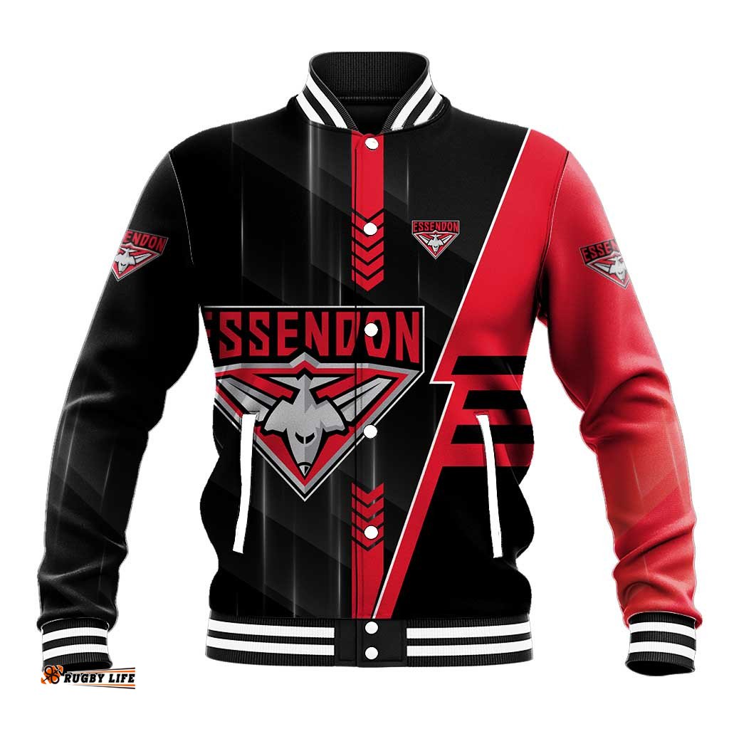 Personalized Essendon Bombers Baseball Jacket Modern Geometric Sports Graphic Style TS04