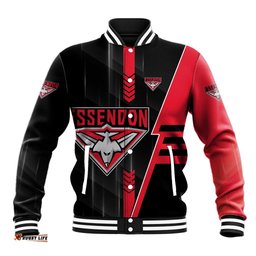 Personalized Essendon Bombers Baseball Jacket Modern Geometric Sports Graphic Style TS04