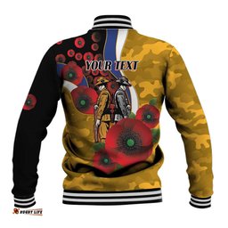 West Eagles ANZAC Personalised Baseball Jacket Lest We Forget Poppy Camo LT9