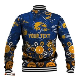 Personalized West Coast Eagles Baseball Jacket Aboriginal Dot Painting Graffiti Style TS04