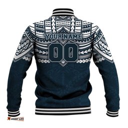 Personalized Carlton Blues Baseball Jacket Polynesian Tribal Pattern Heritage Football TS04