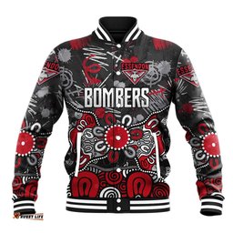 Personalized Essendon Bombers Baseball Jacket Aboriginal Dot Painting Graffiti Style TS04