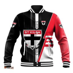 Personalized St Kilda Saints Baseball Jacket Modern Geometric Sports Graphic Style TS04