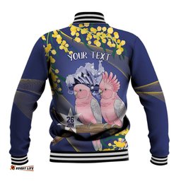 Personalised Pink Galah Australia Day Baseball Jacket 26th January Golden Wattle Flag Color LT14