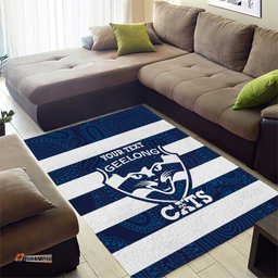 AFL Cats Football Custom Area Rug Geelong Proud Indigenous Art LT14