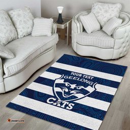 AFL Cats Football Custom Area Rug Geelong Proud Indigenous Art LT14