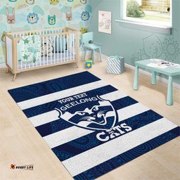 AFL Cats Football Custom Area Rug Geelong Proud Indigenous Art LT14