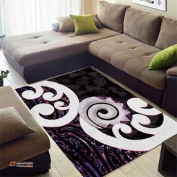 Aotearoa Koru Area Rug Purple Maori Paua Shell Mix Silver Fern LT14