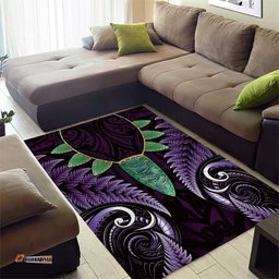 Aotearoa Pounamu Niho Area Rug Silver Fern Mix Maori Pattern - Purple LT14