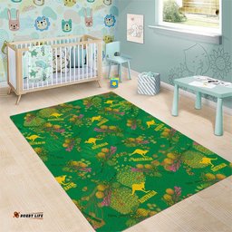 Australia Billy Buttons Area Rug Aussie Pycnosorus Kangaroo Seamless Style LT14