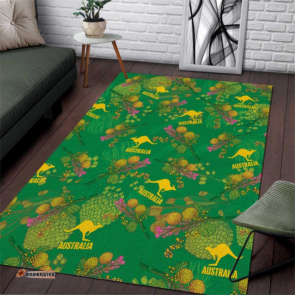 Australia Billy Buttons Area Rug Aussie Pycnosorus Kangaroo Seamless Style LT14