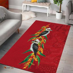Aussie Kokaburra Golden Wattle Christmas Area Rug Aboriginal Dots Painting Red Motif LT9