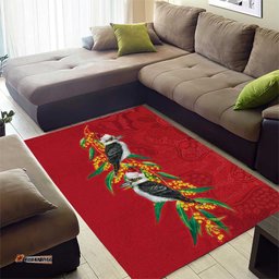 Aussie Kokaburra Golden Wattle Christmas Area Rug Aboriginal Dots Painting Red Motif LT9