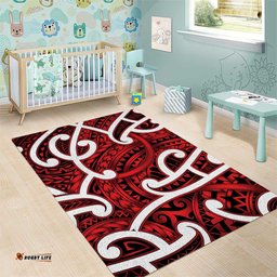 Aotearoa Maori Kowhaiwhai Area Rug Whero Puhoro and Patiki LT9