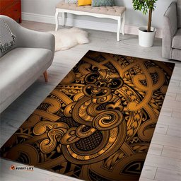 Aotearoa Maori Hei Tiki Area Rug Koura Kowhaiwhai Puhoro Motif LT9