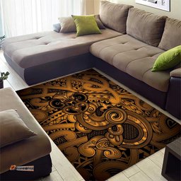 Aotearoa Maori Hei Tiki Area Rug Koura Kowhaiwhai Puhoro Motif LT9