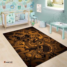 Aotearoa Maori Hei Tiki Area Rug Koura Kowhaiwhai Puhoro Motif LT9