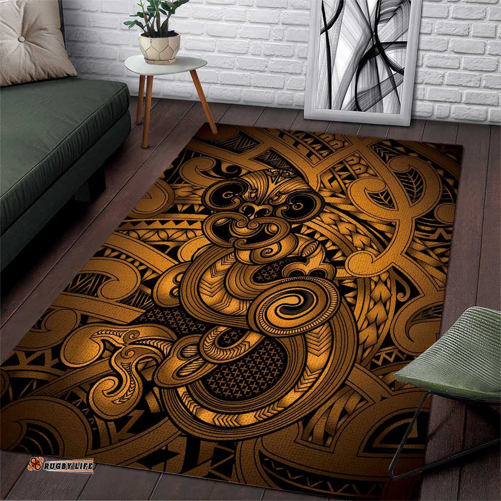 Aotearoa Maori Hei Tiki Area Rug Koura Kowhaiwhai Puhoro Motif LT9