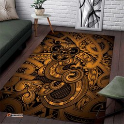Aotearoa Maori Hei Tiki Area Rug Koura Kowhaiwhai Puhoro Motif LT9