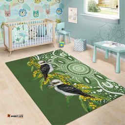 Aussie Kokaburra Golden Wattle Area Rug Aboriginal with National Color LT9