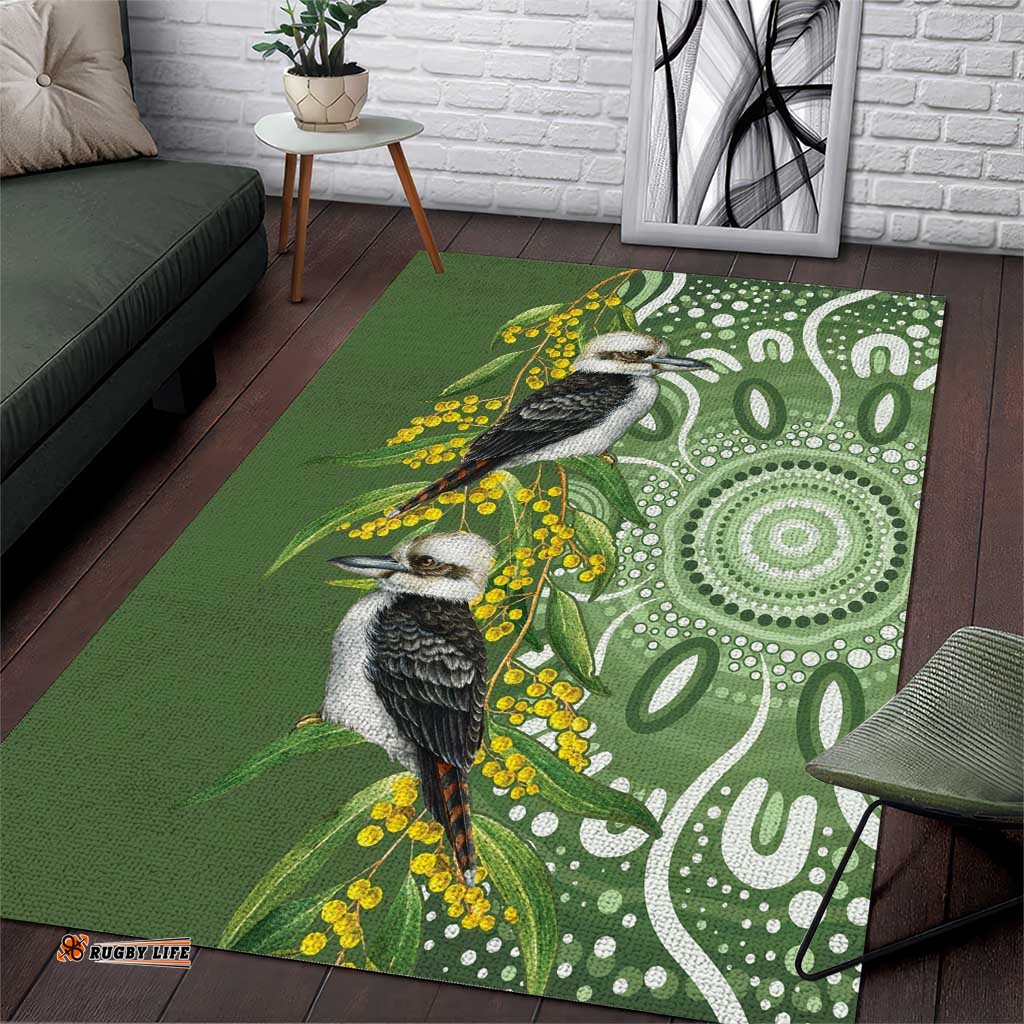 Aussie Kokaburra Golden Wattle Area Rug Aboriginal with National Color LT9