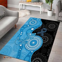 Australia Autism Awareness Month Area Rug Indigenous Lizard With Blue Ribbon LT14