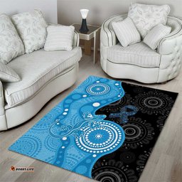 Australia Autism Awareness Month Area Rug Indigenous Lizard With Blue Ribbon LT14