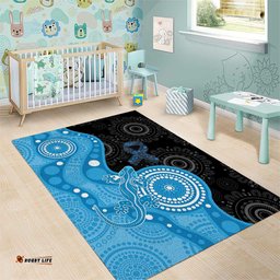 Australia Autism Awareness Month Area Rug Indigenous Lizard With Blue Ribbon LT14