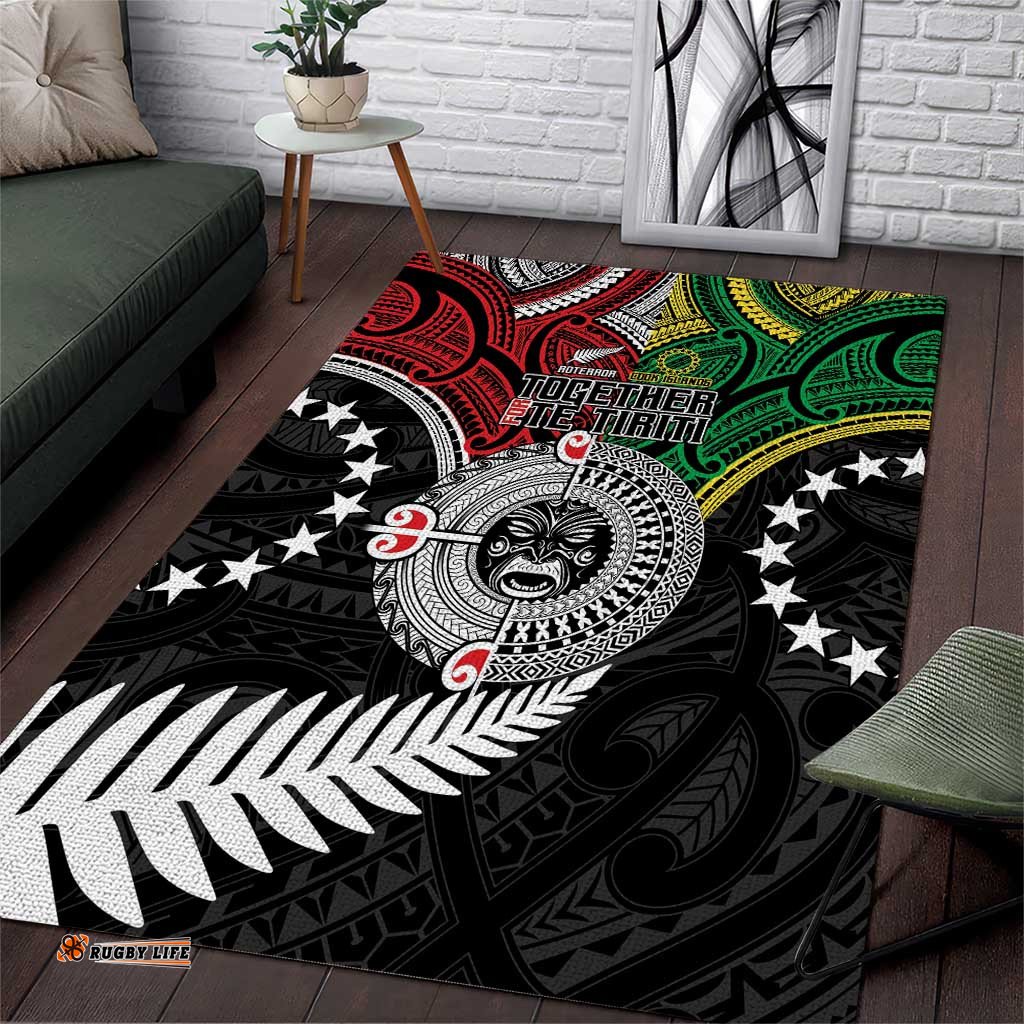 Aotearoa and Cook Islands Mo Te Tiriti Area Rug New Zealand Honour The Treaty Ake!Ake!Ake! LT9