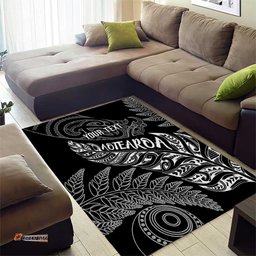 Aotearoa Personalized Lawn Bowls Maori Area Rug New Zealand Black Tribal Silver Fern LT7