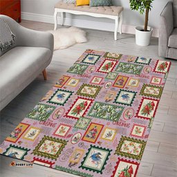 Aussie Birds Christmas La La Land Area Rug Pink Vintage Stamp Edition LT9