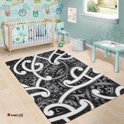 Aotearoa Maori Kowhaiwhai Area Rug Kiwikiwi Puhoro and Patiki LT9