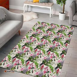 Aussie Pink Cockatoo Flowers Seamless Pattern Area Rug LT9