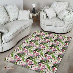 Aussie Pink Cockatoo Flowers Seamless Pattern Area Rug LT9