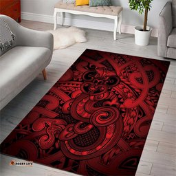 Aotearoa Maori Hei Tiki Area Rug Whero Kowhaiwhai Puhoro Motif LT9