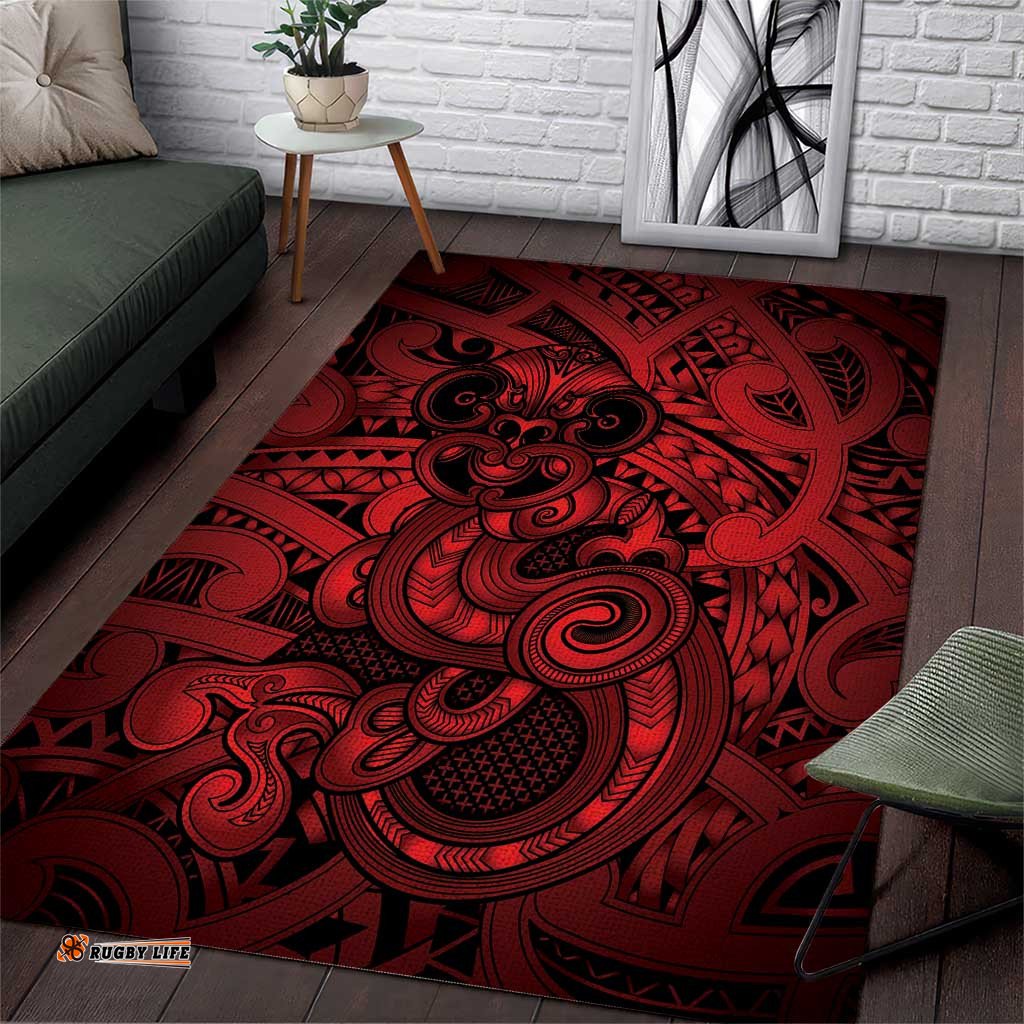 Aotearoa Maori Hei Tiki Area Rug Whero Kowhaiwhai Puhoro Motif LT9