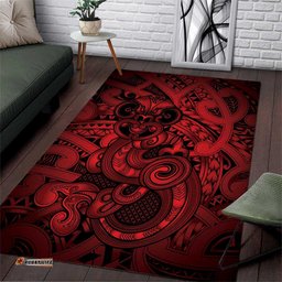 Aotearoa Maori Hei Tiki Area Rug Whero Kowhaiwhai Puhoro Motif LT9