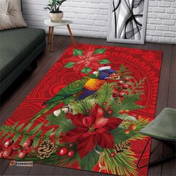 Aussie Rainbow lorikeet Area Rug Aboriginal Inspired Christmas LT9
