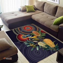Aussie Honeyeaters Banksia Flowers Area Rug Aboriginal Dots Painting LT9