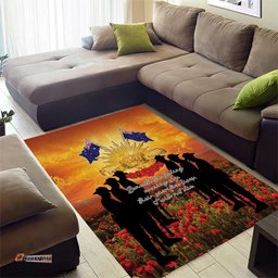 ANZAC Day Area Rug Remembrance Tribute Soldiers And Poppy Field LT05