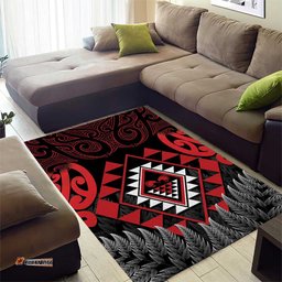 Aotearoa Kiwi Taniko Area Rug Silver Fern With Maori Koru Pattern LT14