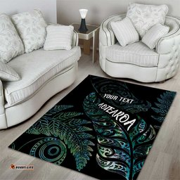 Aotearoa Personalized Lawn Bowls Maori Area Rug New Zealand Paua Shell Tribal Silver Fern LT7