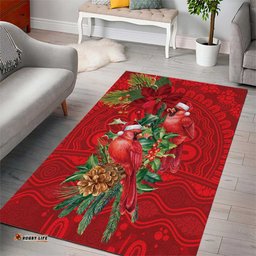 Aussie Red Cardinal Area Rug Aboriginal Inspired Christmas LT9