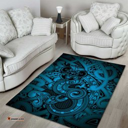 Aotearoa Maori Hei Tiki Area Rug Kikorangi Kowhaiwhai Puhoro Motif LT9